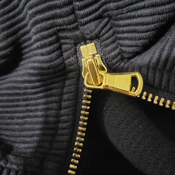 Varley Simon Sweatshirt Black Ottoman Rib Boxy Turtleneck Side Zip Size Medium - Picture 9 of 14